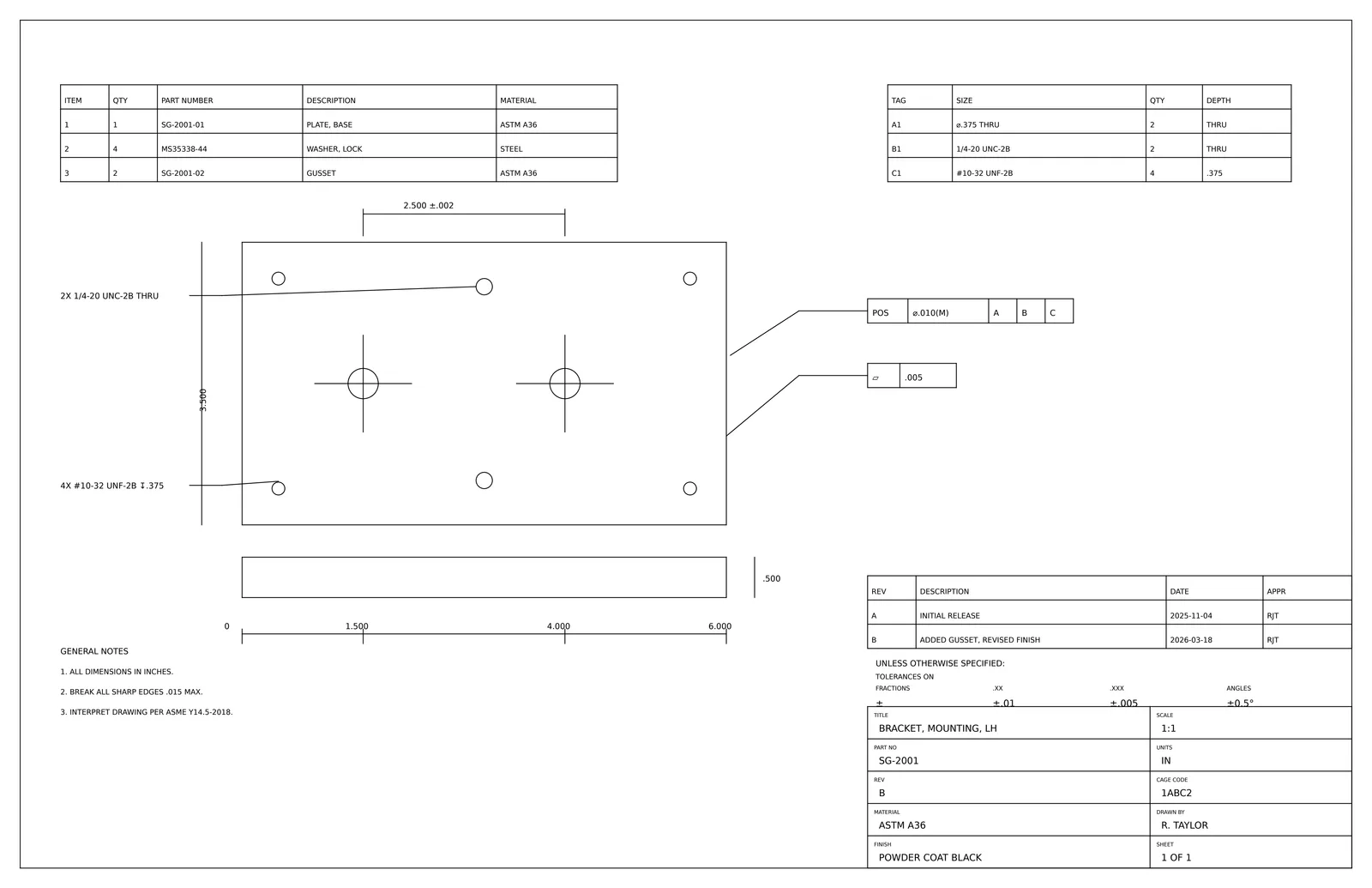 The synthetic drawing: Dimensions run from one datum, so the overall length is the largest of them.